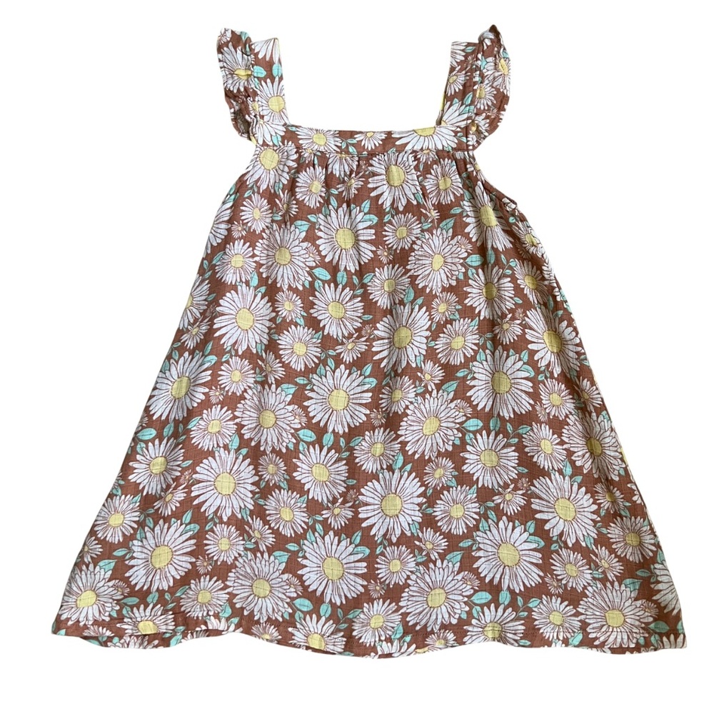 Angel Dear Floral Brown Sleeveless Dress